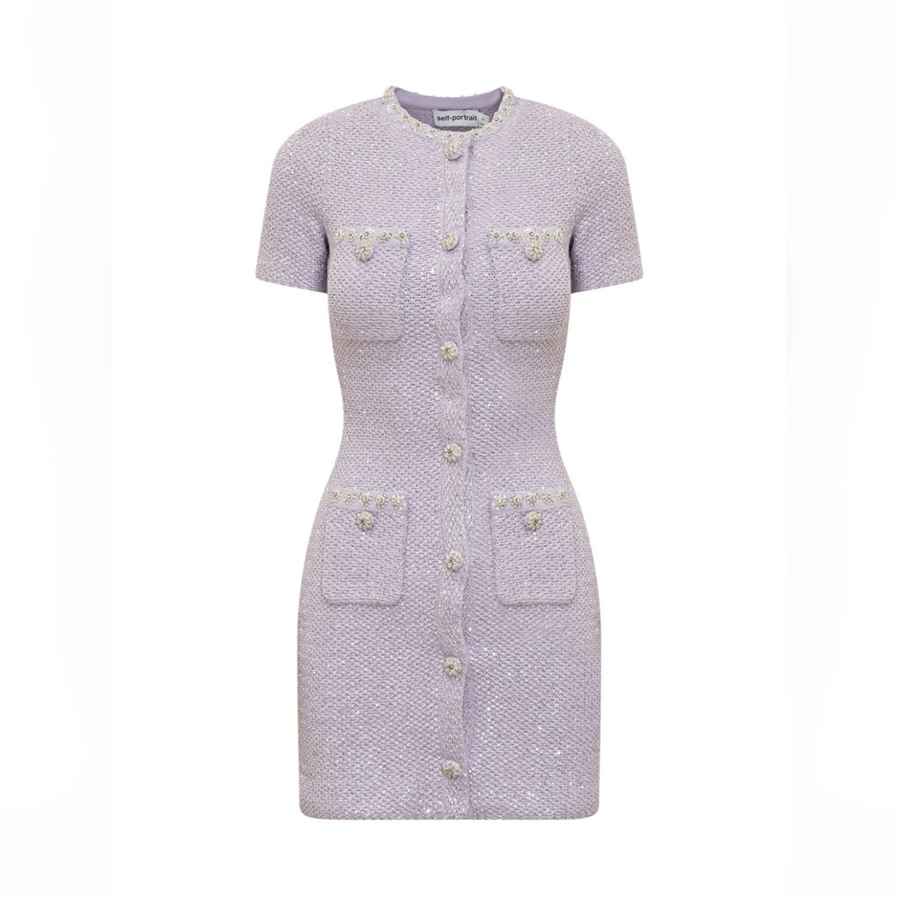 Self-Portrait Sequin Knit Mini Dress
